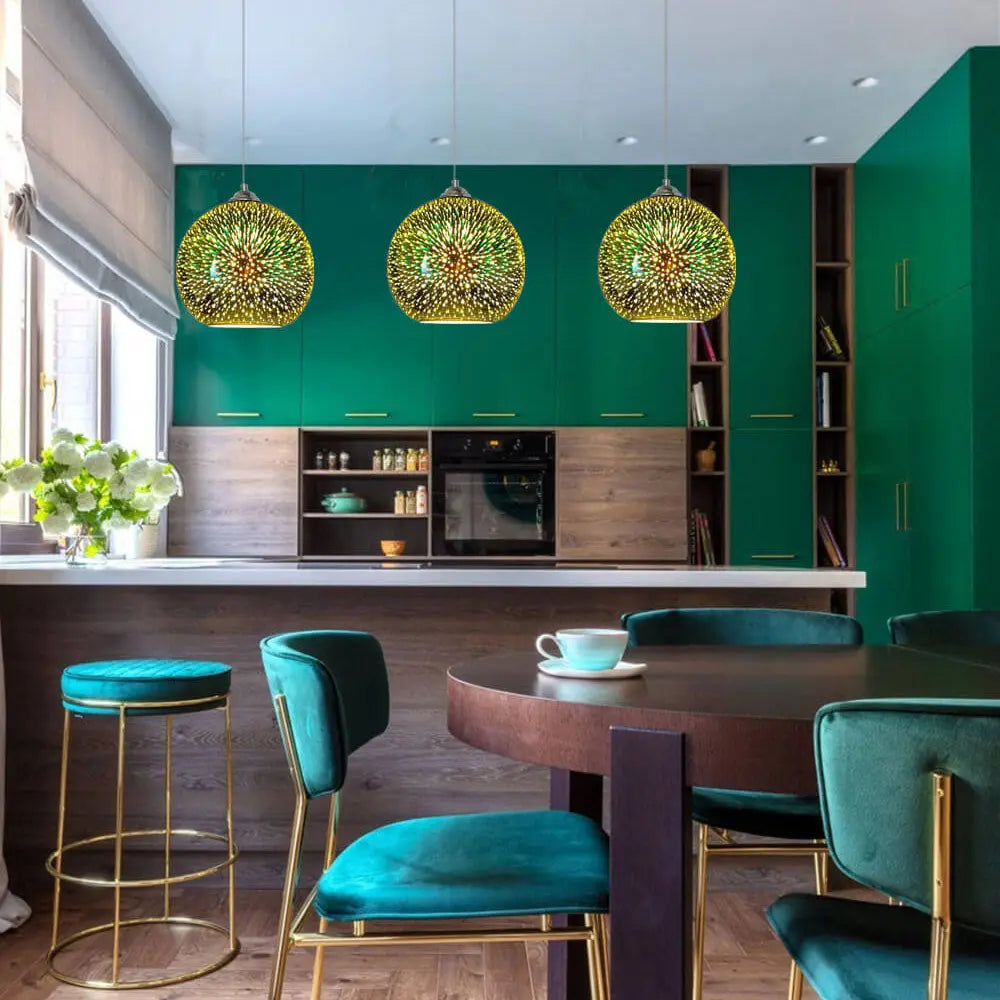 3D-Glas Pendelleuchte mit strukturiertem Schirm Zorenza