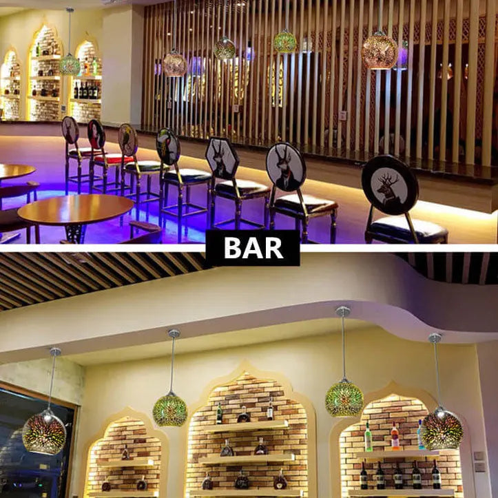 3D-Glas Pendelleuchte mit strukturiertem Schirm Zorenza