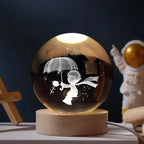 3D Gravierte Kristallkugel-Lampe – Warmes LED-Nachtlicht Zorenza
