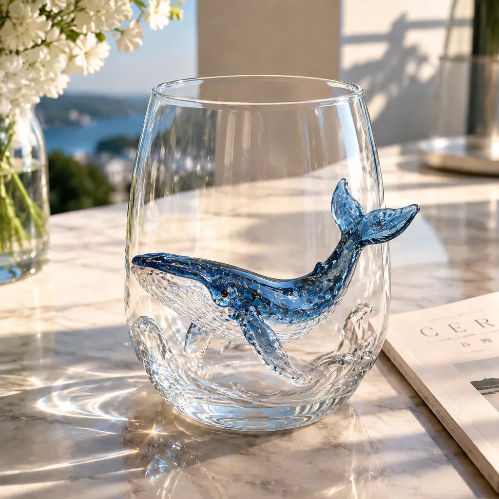 Trinkglas mit 3D-Meerestier-Motiv -    Zorenza