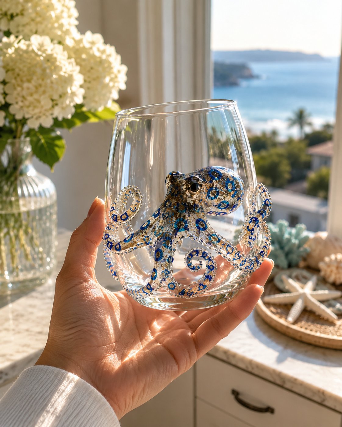 Trinkglas mit 3D-Meerestier-Motiv -    Zorenza