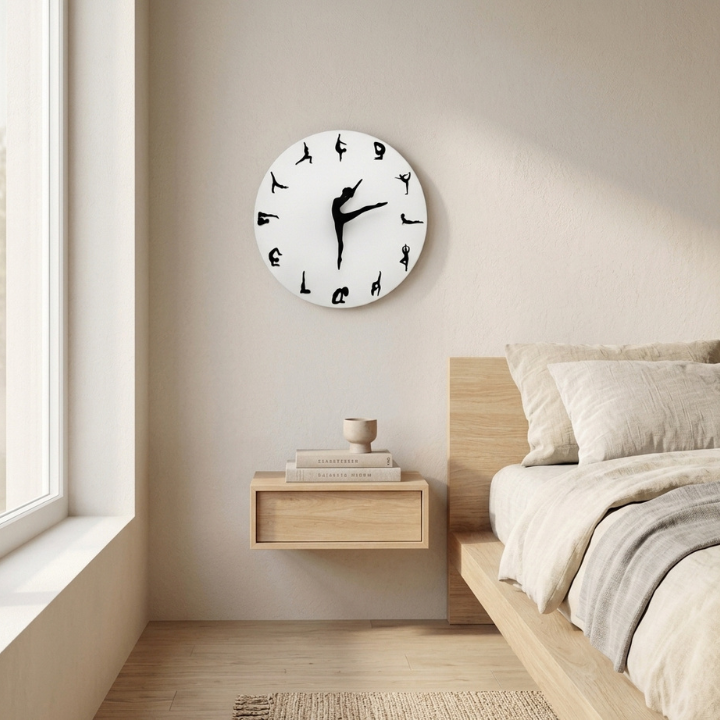 Wanduhr Yoga Motiv – Metallrahmencm -    Zorenza