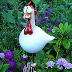Huhn-Gartenfigur mit Polka Dots – Wetterfeste Gartendeko -    Zorenza