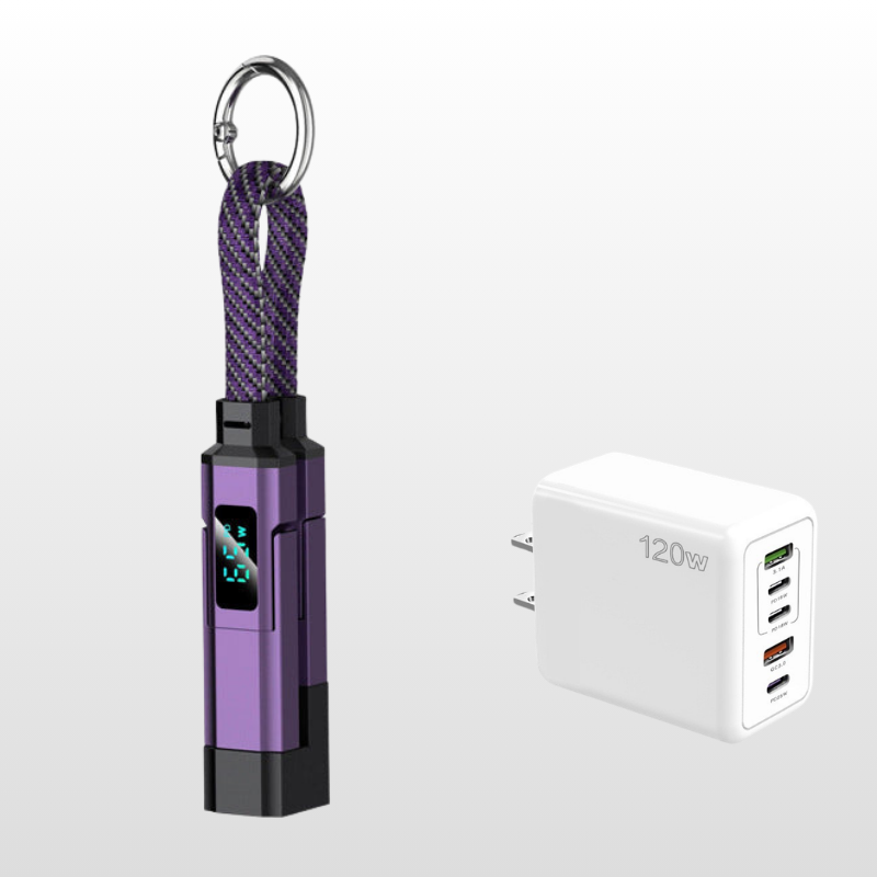 Ladekabel 4-in-1 mit Digital-Display und Schlüsselanhänger -    Zorenza
