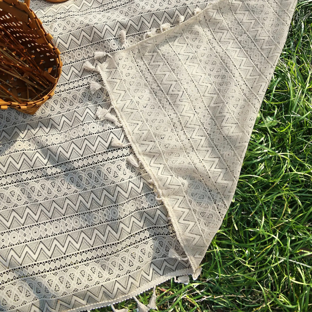 Picknickdecke mit Boho-Muster und Fransen – Polyester -    Zorenza