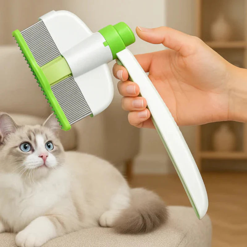 Fellpflege-Kamm für Katzen und Hunde mit Auswurfknopf Zorenza
