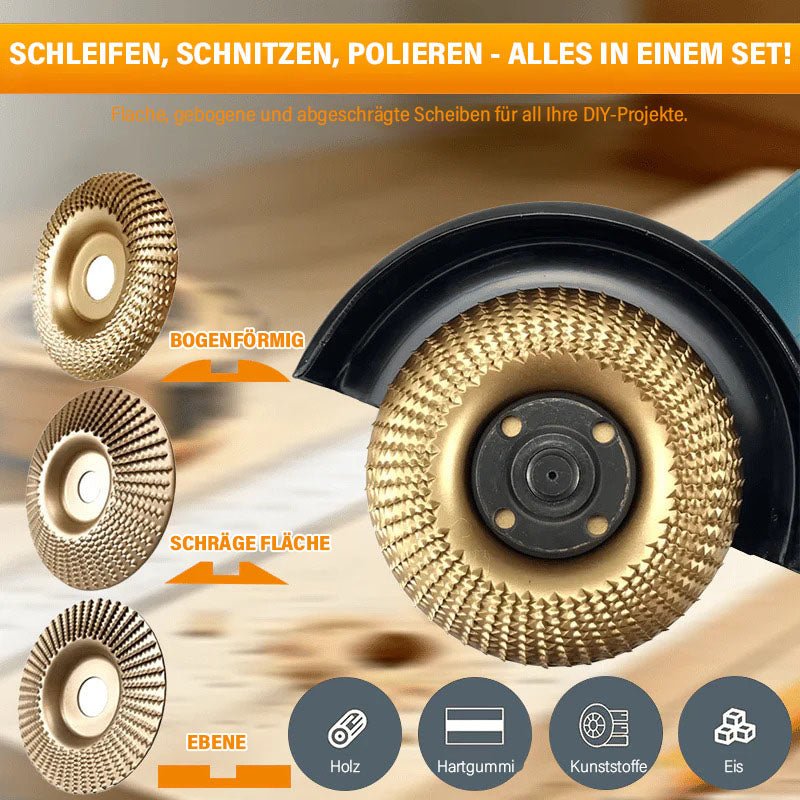 Holzschleifscheiben-Set für Winkelschleifer – 3 Formen -    Zorenza