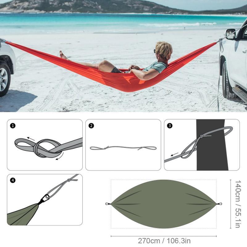 Camping-Hängematte 210T Nylon für 2 Personen mit Tragetasche -    Zorenza