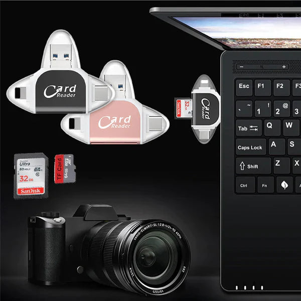 Kartenleser 4-in-1 Universal USB Lightning Micro-USB Type-C -    Zorenza