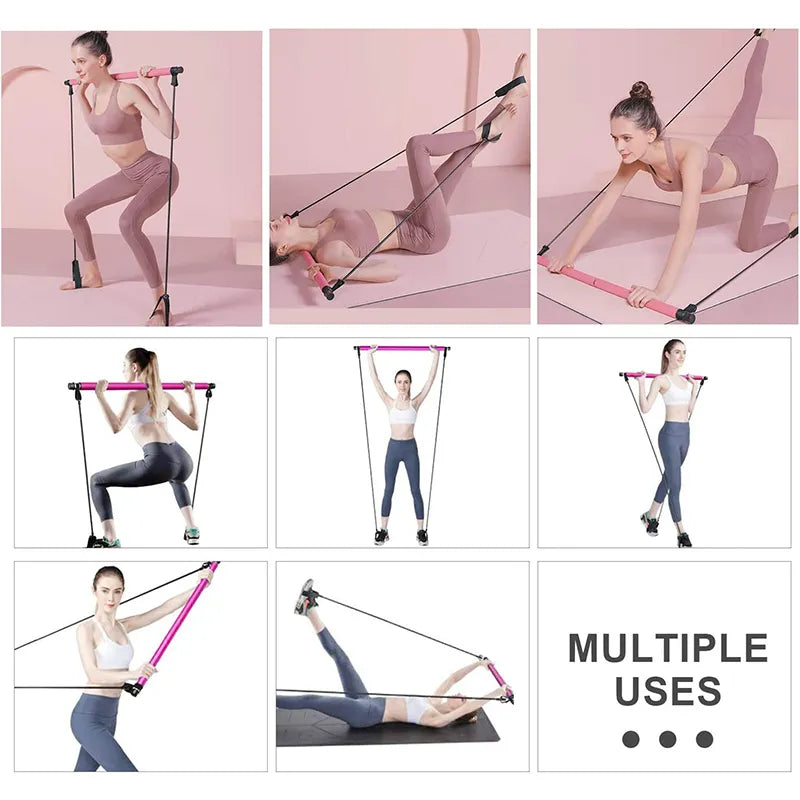 Pilates-Stange mit Widerstandsbändern – Ganzkörpertraining Zorenza