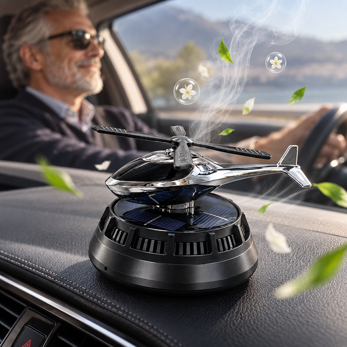 Solar-Autoduft mit rotierenden Rotorblättern -    Zorenza
