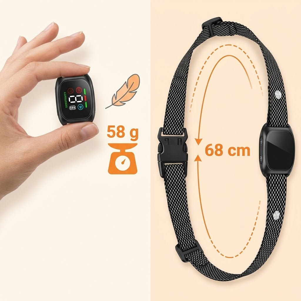 Antibellhalsband ohne Strom mit Ton & Vibration, 8 Empfindlichkeitsstufen, IP67 -    Zorenza