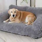 Plüsch-Haustiersofa mit erhöhtem Rand und Kissen – 4 Farben Zorenza