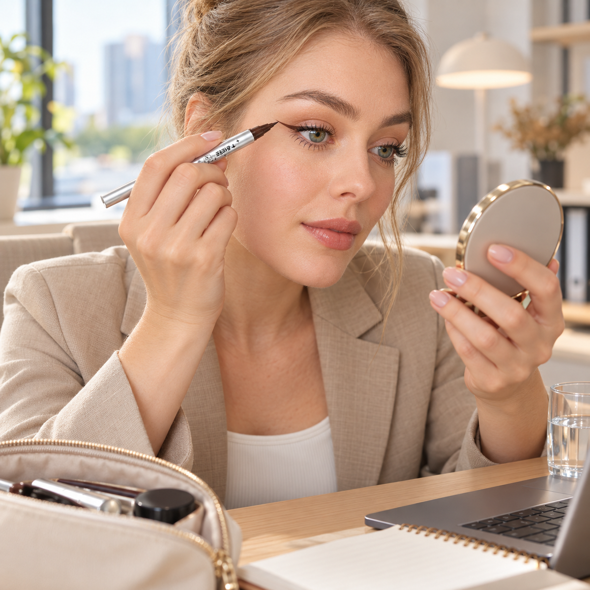 Eyeliner-Stift 2-in-1 mit Wimpernstempel-Set für untere Wimpern -    Zorenza