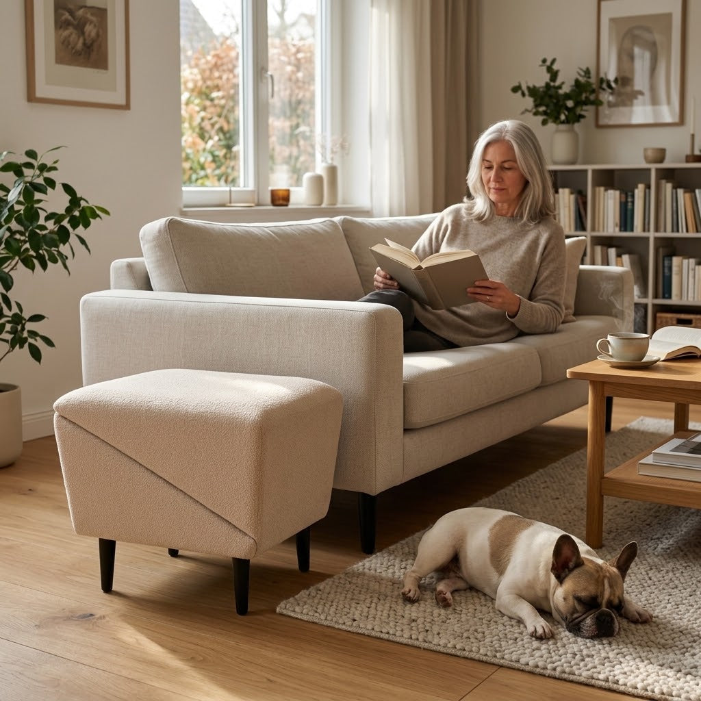 Hunderampe mit Hocker-Funktion – klappbare Aufstiegshilfe für Sofa & Bett -    Zorenza