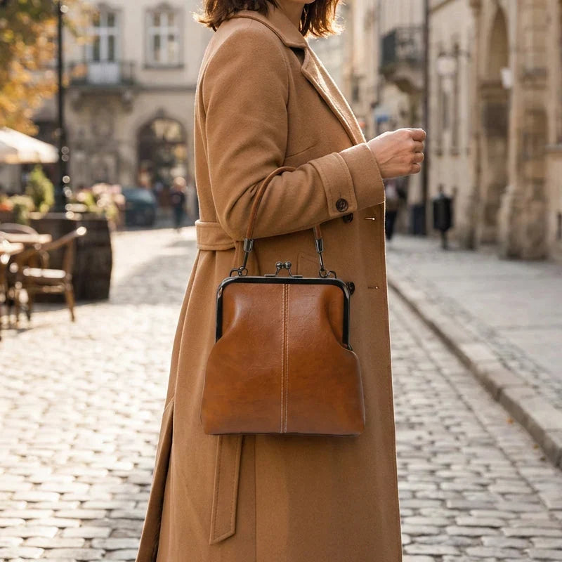 Handtasche Kunstleder mit Vintage-Bügelverschluss -    Zorenza