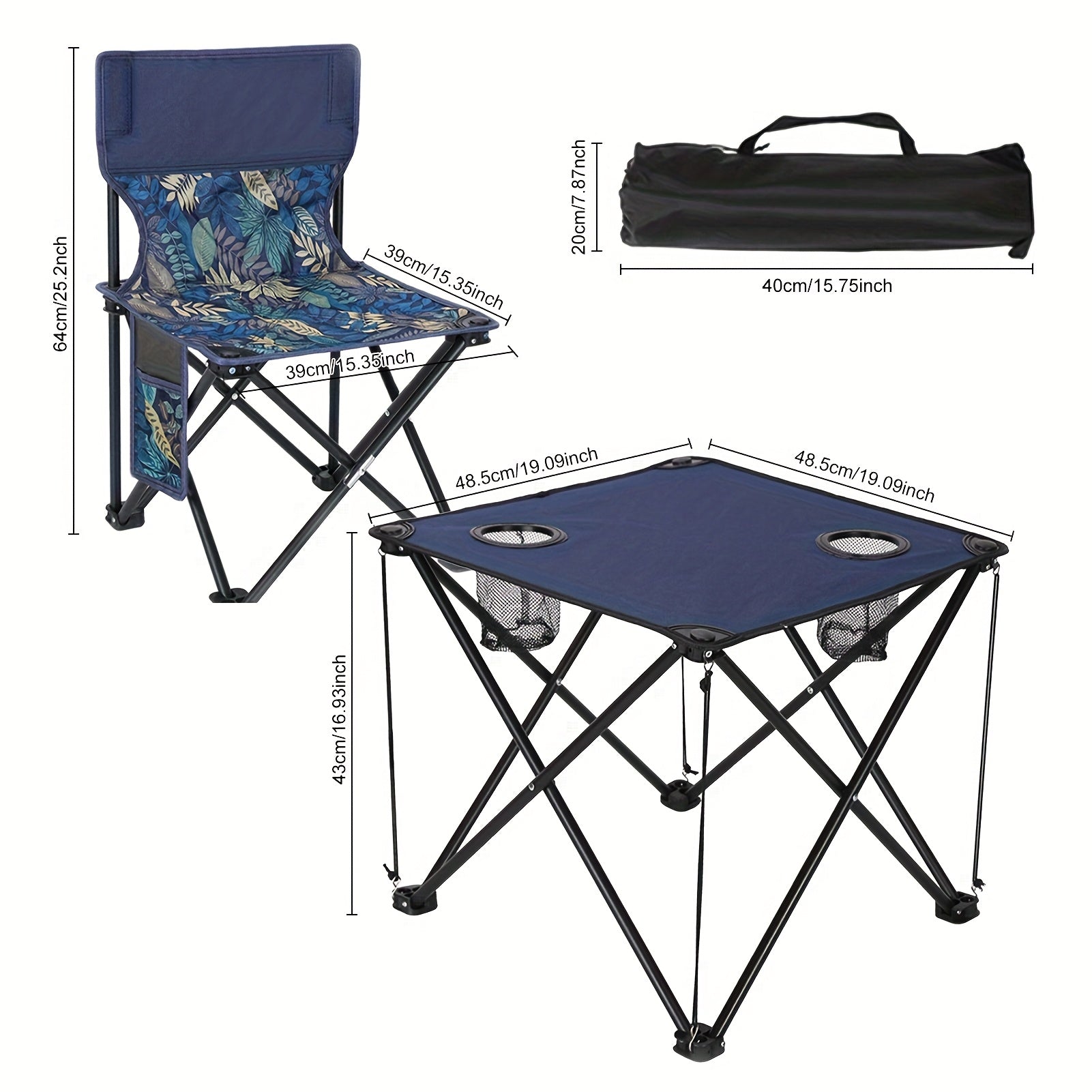 Klappbares Camping-Möbelset mit Oxford-Stoff und Metallrahmen -    Zorenza