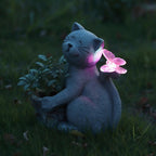 Solar Katzenfigur mit LED-Beleuchtung – 21 cm Gartendeko Zorenza
