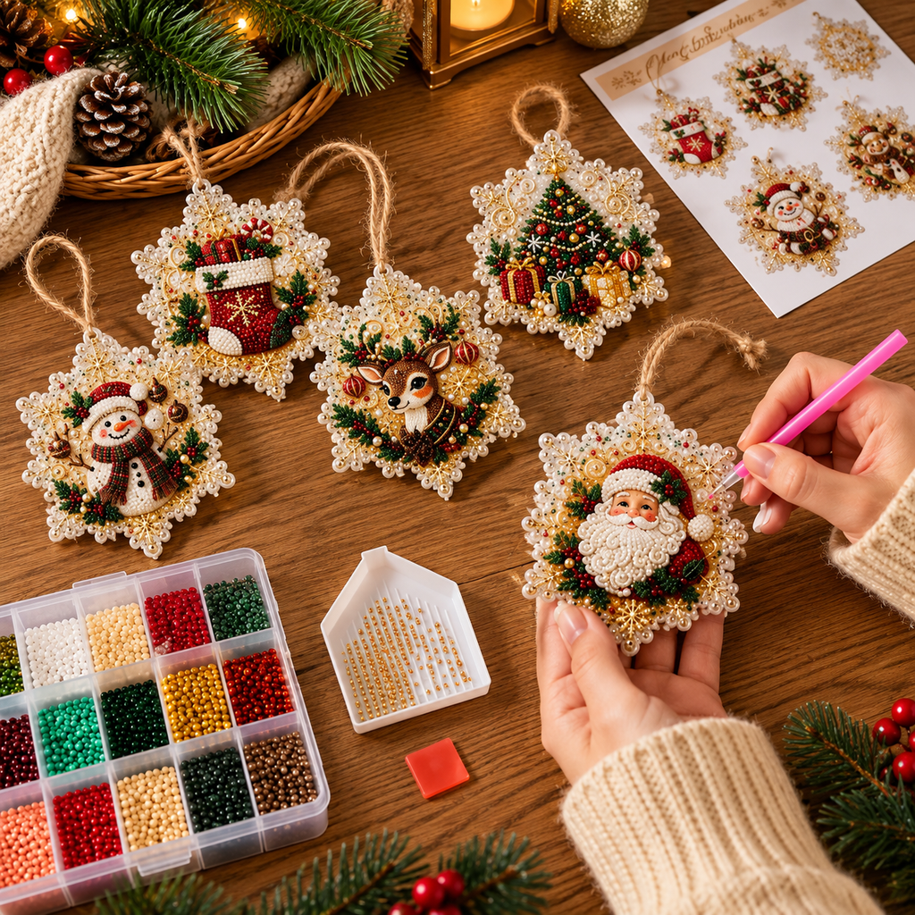 Diamond Painting Weihnachtsanhänger Set 6-teilig -    Zorenza