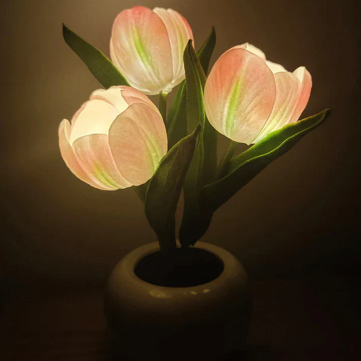 Tulpen-LED-Tischlampe im Keramiktopf – Warmes Dekorlicht Zorenza