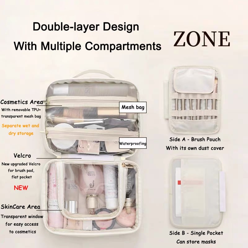 Kosmetiktasche mit transparenten Fächern -    Zorenza