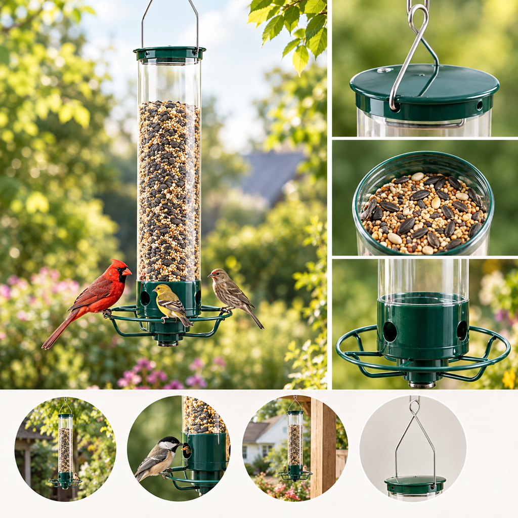 Vogelfutterspender Eichhörnchensicher mit 4 Futterstellen -    Zorenza