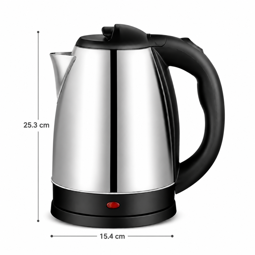 Wasserkocher Edelstahl 1500 W mit schwarzem Griff -    Zorenza