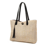 Strandtasche mit Lederhenkel und Quaste -    Zorenza