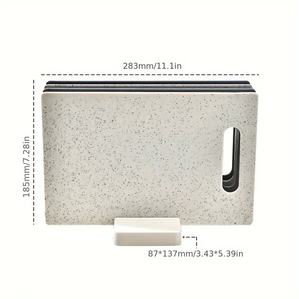 Schneidebrett-Set Marmoroptik 4-teilig mit Halterung -    Zorenza