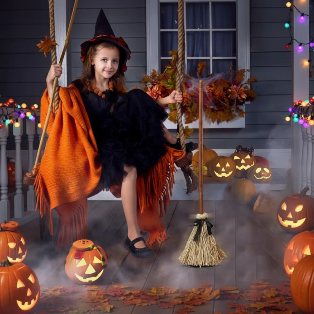 Herbstkranz-Besen Deko mit Reisig-Optik für Halloween -    Zorenza