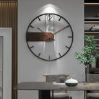 Wanduhr Metall Holz Ø 40 cm – Industriell Modern Schwarz -    Zorenza