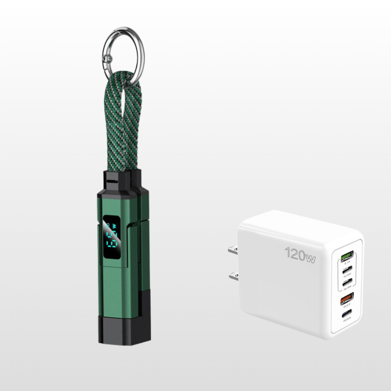 Ladekabel 4-in-1 mit Digital-Display und Schlüsselanhänger -    Zorenza
