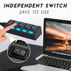 USB-Hub mit 4 oder 7 Anschlüssen und EIN/AUS-Schaltern -    Zorenza