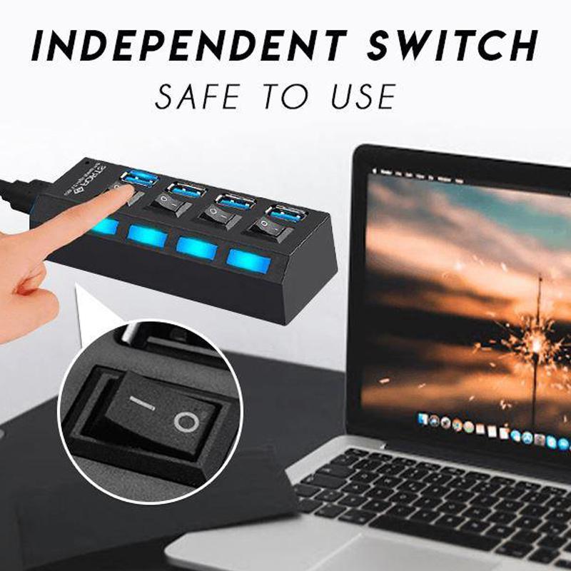 USB-Hub mit 4 oder 7 Anschlüssen und EIN/AUS-Schaltern -    Zorenza