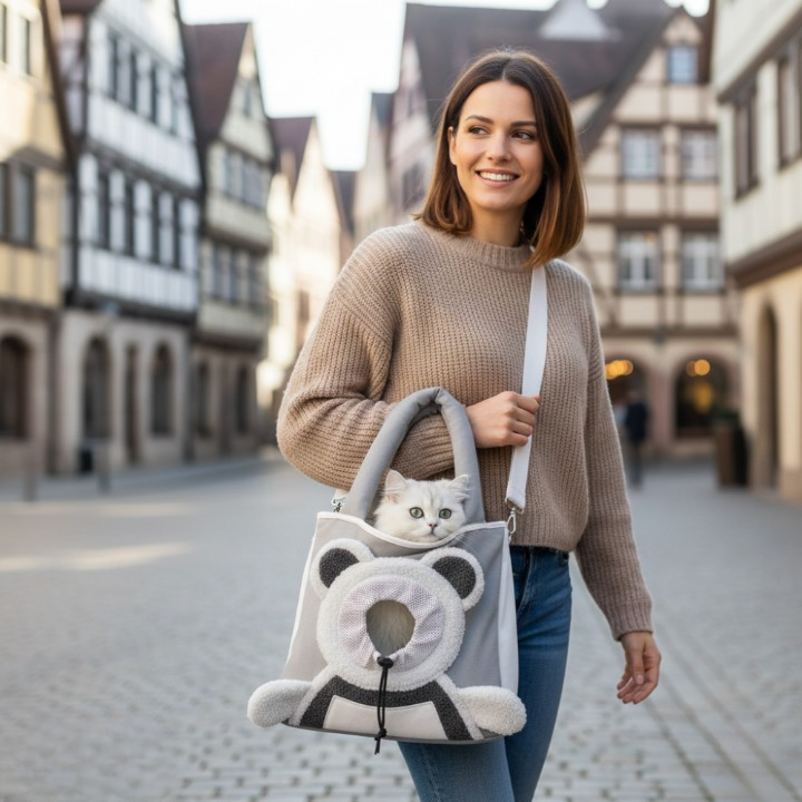 Haustier-Tragetasche mit Bärendesign – Komfortabel und sicher -    Zorenza