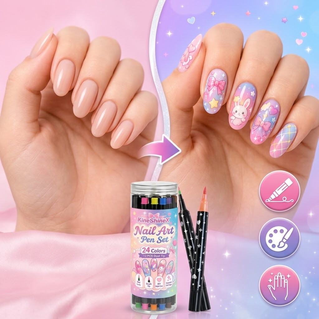 Nail-Art-Stifte Set mit Doppelspitze – 12 Stifte, 24 Farben -    Zorenza