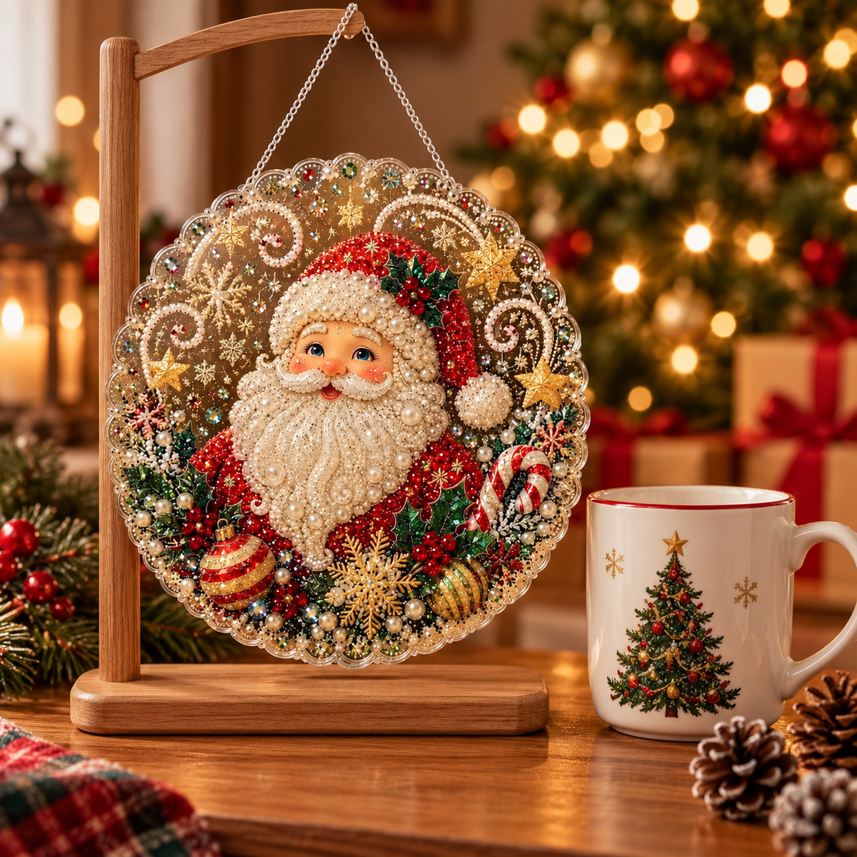 Diamond-Art Weihnachtsornament-Bastelset mit Strass und Perlen -    Zorenza