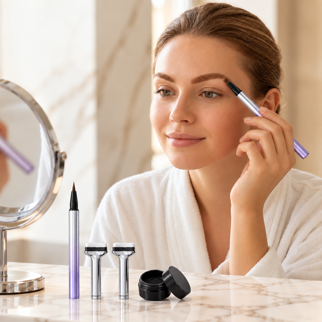 3-in-1 Augen-Make-up-Set mit Wimpernstempel für untere Wimpern, Eyeliner & Augenbrauenstift -    Zorenza