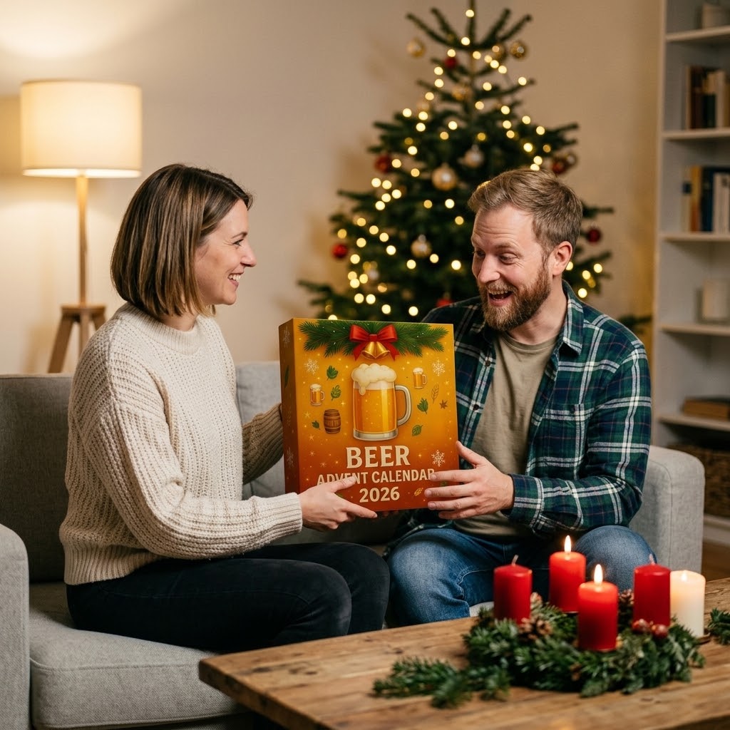 Bier-Adventskalender 2026 mit 24 Bierflaschen-Anhängern aus Acryl – Weihnachtsbaumschmuck für Bierliebhaber -    Zorenza
