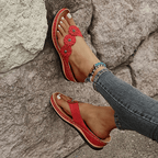 Damensandalen mit Blumendetail und Keilsohle -    Zorenza