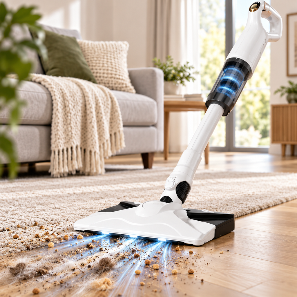 Akku-Staubsauger 2-in-1 mit starker Saugkraft für Boden und Polster -    Zorenza