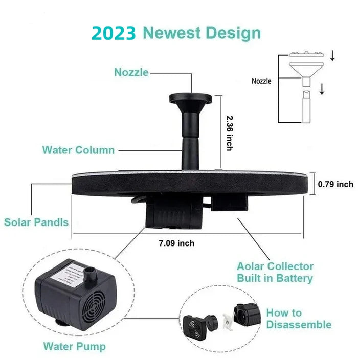 Solar-Springbrunnen mit 4 Düsen für Garten und Teich -    Zorenza
