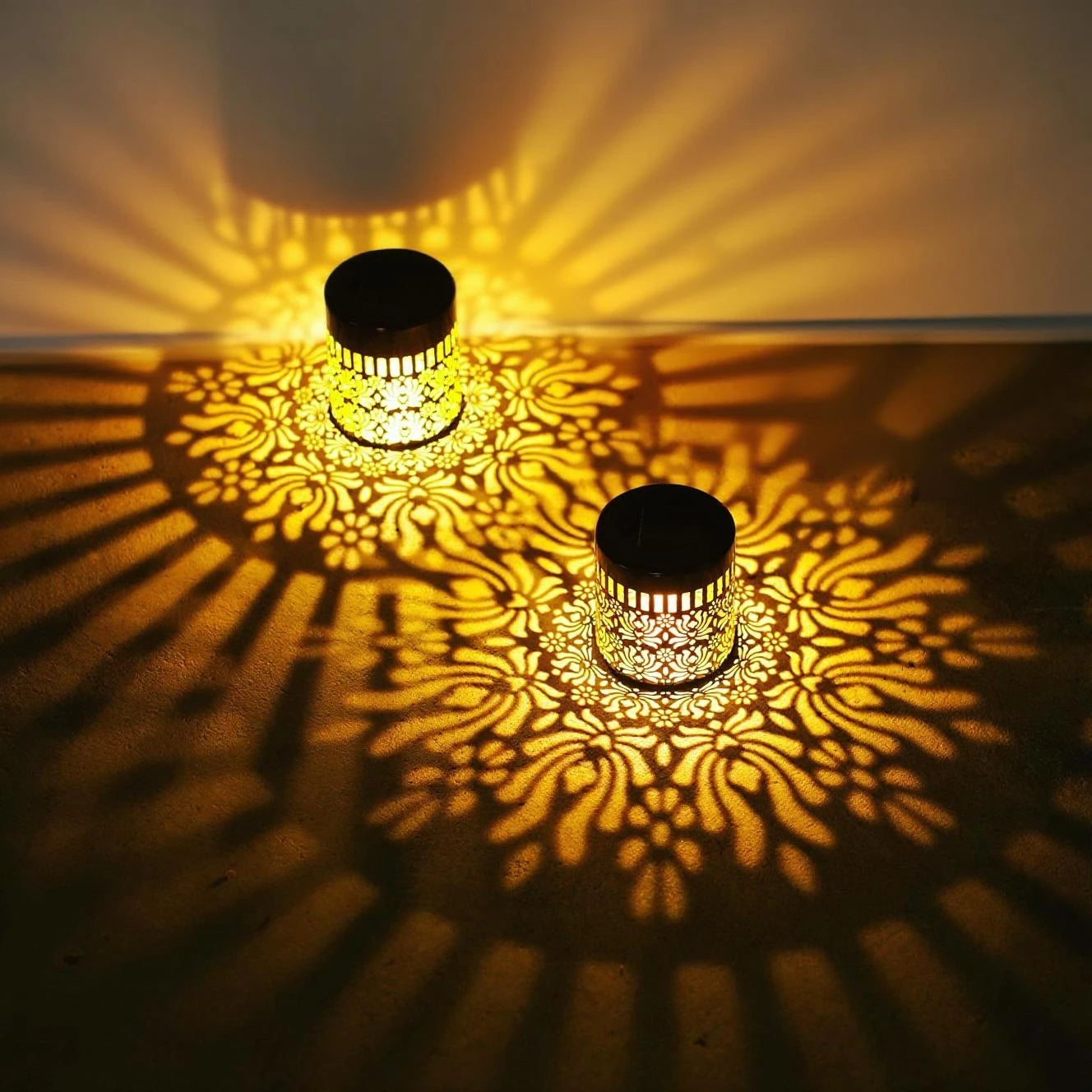 Solar-Wandleuchten Set mit Pfingstrosen-Schattenspiel Zorenza