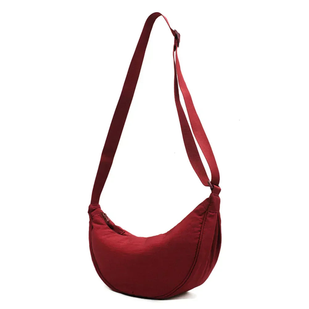 Schultertasche Stoff mit verstellbarem Gurt – Halbmond-Design -    Zorenza