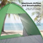 Pop-Up Strandmuschel UV-Schutz 98% – Schnellaufbau für 2-4 Personen -    Zorenza
