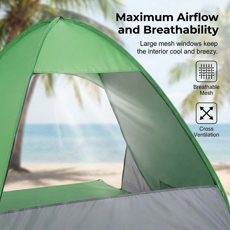 Pop-Up Strandmuschel UV-Schutz 98% – Schnellaufbau für 2-4 Personen -    Zorenza