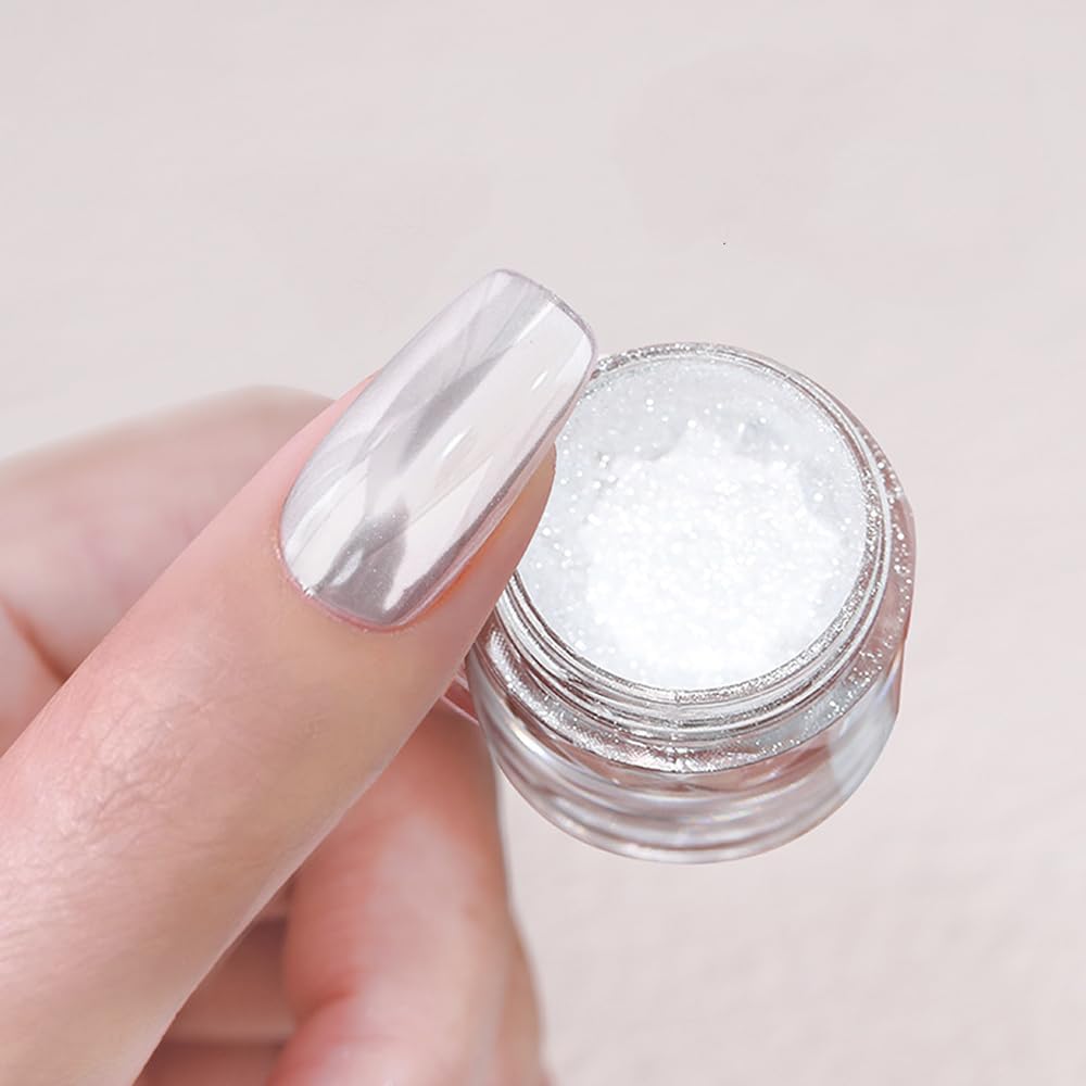 Nagelpulver Chrom Silber – Verwandelt jeden Lack in glänzendes Spiegelfinish -    Zorenza