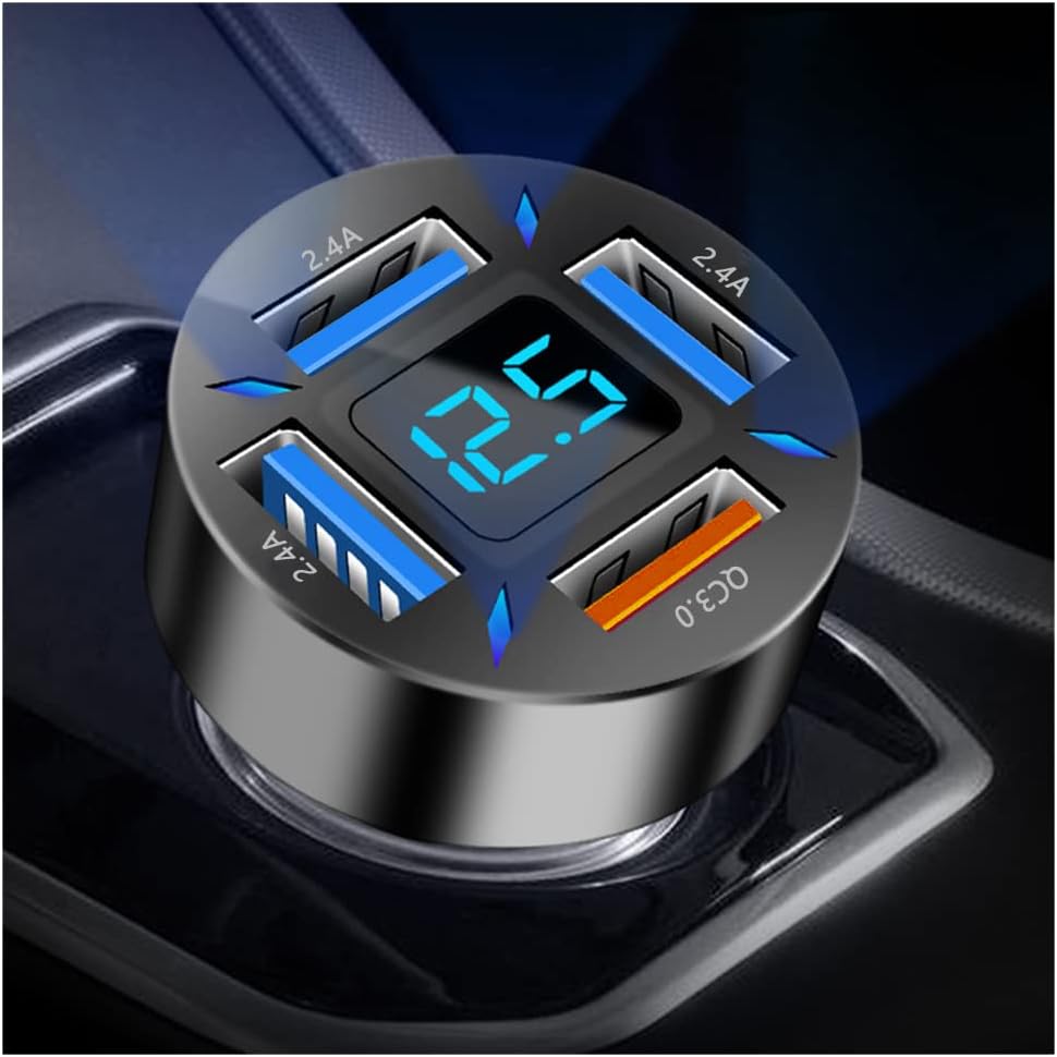 Auto-Ladegerät mit USB-C PD und QC 3.0 – LED-Voltmeter -    Zorenza