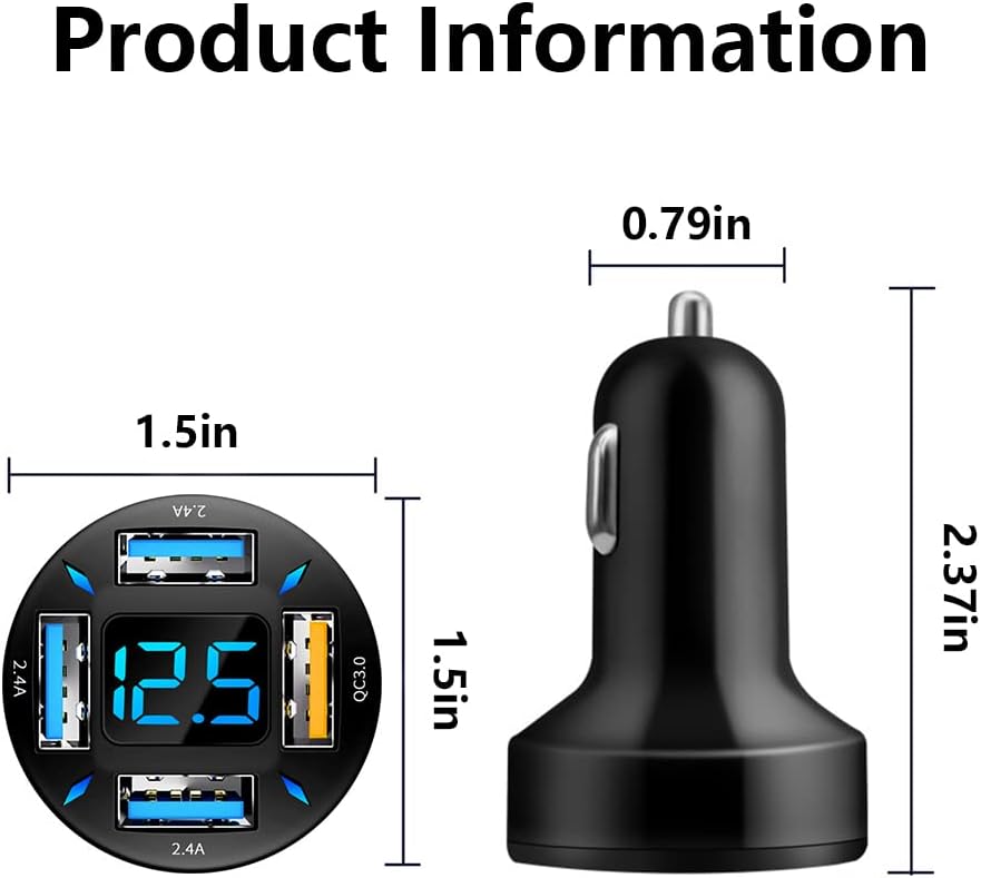 Auto-Ladegerät mit USB-C PD und QC 3.0 – LED-Voltmeter -    Zorenza