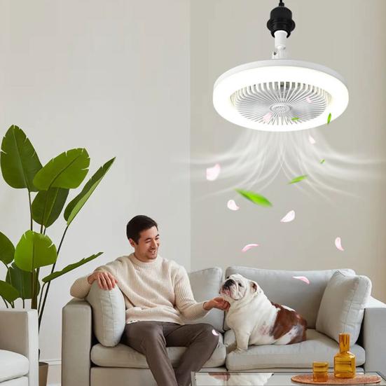 E27 Deckenventilator mit LED-Licht & Fernbedienung – ohne Elektriker einschrauben -    Zorenza